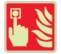 V Safety GloReflect Panneau de sécurité avec symbole d'alarme incendie - 100 x 100 mm - Composite d'aluminium de 3 mm - GloReflect