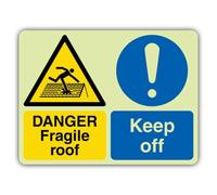 V Safety GloReflect Panneau de sécurité Danger Fragile Roof Keep Off - 300 x 225 mm - Composite d'aluminium de 3 mm - GloReflect