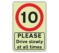 V Safety GloReflect Please Drive Slowly At All Times Panneau de sécurité en vinyle autocollant 300 x 450 mm