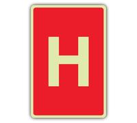 V Safety H Label Panneau en vinyle Rouge 150 x 225 mm | Phosphorescent | Vinyle auto-adhésif triple lueur | Signalisation de sécurité professionnelle - Fabriqué en Grande-Bretagne