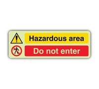 V Safety Hazardous Area - Panneau « Do Not Enter » - 450 x 150 mm | Phosphorescent | Vinyle auto-adhésif triple lueur | Signalisation d'interdiction - Fabriqué en Grande-Bretagne