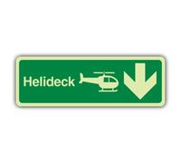 V Safety Helideck Panneau de signalisation flèche vers le bas - 300 x 100 | Brillent dans le noir | Vinyle auto-adhésif double lueur | Signalisation de sécurité marine - Fabriqué en Grande-Bretagne