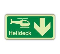 V Safety Helideck Panneau en vinyle avec flèche vers le bas 400 x 200 mm | Brillent dans le noir | Vinyle auto-adhésif double lueur | Signalisation de sécurité marine - Fabriqué en Grande-Bretagne