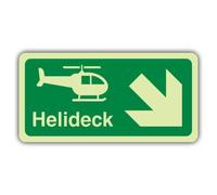 V Safety Helideck Panneau en vinyle double lueur Motif flèche vers le bas à | Brillent dans le noir | Vinyle auto-adhésif double lueur | Signalisation de sécurité marine - Fabriqué en Grande-Bretagne