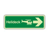 V Safety Helideck Panneau flèche droite - 450 x 150 mm - Vinyle triple | Phosphorescent | Vinyle auto-adhésif triple lueur | Signalisation de sécurité marine - Fabriqué en Grande-Bretagne
