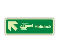 V Safety Helideck Panneau flèche vers le haut à gauche - 450 x 150 mm | Phosphorescent | Vinyle auto-adhésif triple lueur | Signalisation de sécurité marine - Fabriqué en Grande-Bretagne