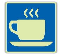 V Safety Hot Cup Symbole Symbole - 150 x 150 mm - Vinyle double lueur | Brille dans le noir | Vinyle auto-adhésif double lueur | Signalisation de sécurité obligatoire - Fabriqué en Grande-Bretagne