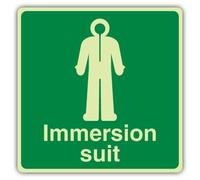 V Safety Immersion Suit Pancarte en vinyle triple lueur 150 x 150 mm | Phosphorescent | Vinyle auto-adhésif triple lueur | Signalisation de sécurité marine - Fabriqué en Grande-Bretagne