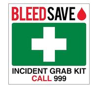 V Safety Incident Grab Kit Call 999 Carré 400 x 400 mm Composite Aluminium Brossé 3 mm