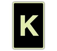 V Safety K Label Sign - 150 x 225 mm - Triple Glow Vinyl - Noir | Phosphorescent | Vinyle auto-adhésif triple lueur | Signalisation de sécurité professionnelle - Fabriqué en Grande-Bretagne