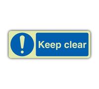 V Safety Keep Clear Panneau rigide double lueur 210 x 70 mm | Brille dans le noir | Plastique rigide à double lueur | Signalisation de sécurité obligatoire - Fabriqué en Grande-Bretagne