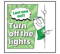 V Safety Last One Out! Turn Off The Lights Man Right Panneau de sécurité en aluminium brossé 3 mm 100 x 100 mm