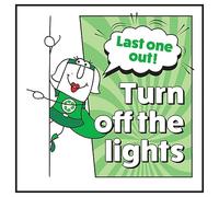 V Safety Last One Out! Turn Off The Lights Woman Left Panneau de sécurité en aluminium brossé 3 mm 100 x 100 mm
