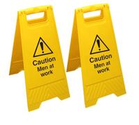 V Safety Lot de 2 panneaux de signalisation « Caution Men At Work » Jaune