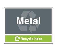 V Safety Metal Recycle Here Panneau de sécurité autocollant en vinyle 600 x 450 mm