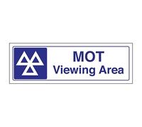 V Safety MOT Viewing Area - Panneau de sécurité autocollant en vinyle effet aluminium 300 x 100 mm
