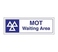 V Safety MOT Waiting Area Panneau de sécurité autocollant en vinyle Effet aluminium 300 x 100 mm