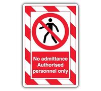 V Safety No Admittance - Authorised Personnel Only - ExtraViz - 250 x 350 mm - Panneau de sécurité autocollant en vinyle phosphorescent
