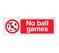 V Safety No Ball Games Panneau de sécurité autocollant en vinyle effet aluminium Motif paysage 300 x 100 mm