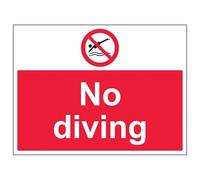 V Safety No Diving Grand paysage 400 x 300 mm Panneau de sécurité en aluminium composite 3 mm