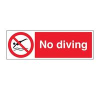 V Safety No Diving Panneau de sécurité autocollant en vinyle effet aluminium Motif paysage 300 x 100 mm