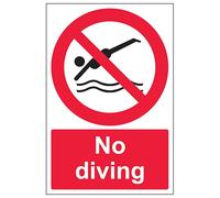 V Safety No Diving Panneau de sécurité en plastique rigide 200 x 300 mm 2 mm
