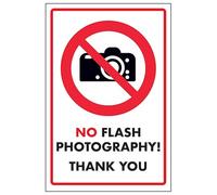 V Safety No Flash Photography! Thank You! 150 x 200 mm - Panneau de sécurité composite en aluminium brossé 3 mm