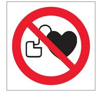 V Safety No Pacemakers Symbole 100 x 100 mm Autocollant Vinyle Autocollant Panneau de Sécurité Effet Aluminium