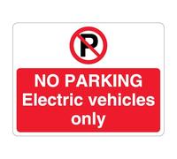 V Safety No Parking Electric Vehicles Only - Interdiction 'P' - Paysage - 600 x 450 mm - Panneau de sécurité réfléchissant en aluminium composite 3 mm