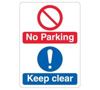 V Safety No Parking Keep Clear - Double Symbole - Grande icône 210 x 297 mm (A4) - Panneau de sécurité autocollant en vinyle