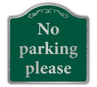 V Safety No Parking Please Panneau de sécurité Prestige Doré brossé 450 x 450 mm 3 mm