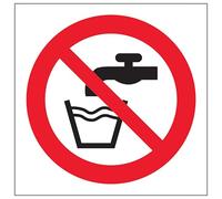 V Safety Not Drinking Water Symbole 100 x 100 mm Autocollant Vinyle Effet Aluminium