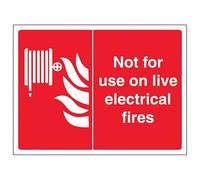 V Safety Not For Use On Live Electrical Fires - Paysage 200 x 150 mm - Panneau de sécurité autocollant en vinyle phosphorescent