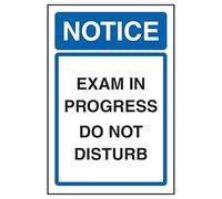 V Safety Notice Exam In Progress Do Not Disturb Panneau de sécurité autocollant en vinyle 150 x 200 mm