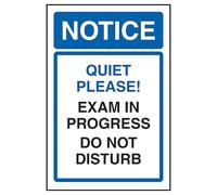V Safety Notice Quiet Please! Exam In Progress Do Not Disturb Panneau de sécurité autocollant en vinyle Effet aluminium 200 x 300 mm