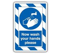 V Safety Now Wash Your Hands Please ExtraViz Panneau de sécurité autocollant en vinyle 250 x 350 mm