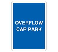 V Safety Overflow Car Park - Bleu - 210 x 297 mm (A4) - Panneau de sécurité réfléchissant en aluminium composite 3 mm