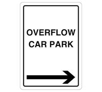 V Safety Overflow Car Park - Flèche droite 210 x 297 mm (A4) - Panneau de sécurité réfléchissant en aluminium composite 3 mm