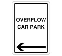 V Safety Overflow Car Park - Flèche Gauche 210 x 297 mm (A4) - Panneau de sécurité réfléchissant en aluminium composite 3 mm