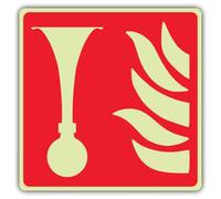 V Safety Panneau d'alarme incendie phosphorescent - Format du symbole - 80 x 80 mm - Fabriqué à partir de vinyle autocollant double lueur - Signalisation de sécurité incendie - Fabriqué en