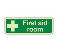 V Safety Panneau de premiers secours 450 x 150 mm en vinyle triple lueur | Phosphorescent | Vinyle auto-adhésif triple brillance | Signalisation de premiers secours - Fabriqué en Grande-Bretagne