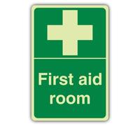 V Safety Panneau de Premiers Secours en Vinyle Triple Glow 150 x 225 mm | Phosphorescent | Vinyle auto-adhésif triple brillance | Signalisation de premiers secours - Fabriqué en Grande-Bretagne