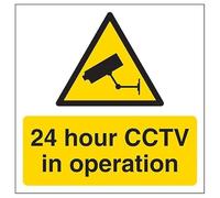 V Safety Panneau de sécurité 24 heures CCTV In Operation Automatic Door 150 x 150 mm - 3 mm Aluminium Composite Safety