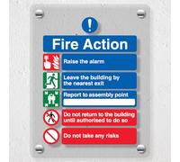 V Safety Panneau de sécurité 5 points Fire Action Notice/Do Not Take Risks - 150 x 200 mm - Acrylique Perspex moulé transparent