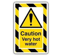 V Safety Panneau de sécurité autocollant en vinyle avec inscription « Caution Very Hot Water » ExtraViz 250 x 350 mm