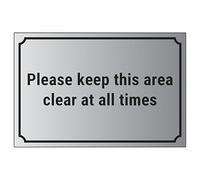 V Safety Panneau de sécurité autocollant en vinyle effet aluminium Inscription Please Keep This Area Clear At All Times 200 x 150 mm