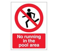 V Safety Panneau de sécurité autocollant en vinyle Inscription No Running In The Pool Area 150 x 200 mm