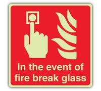 V Safety Panneau de sécurité carré en vinyle autoadhésif avec inscription « In the Event of Fire Break » 200 x 200 mm
