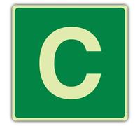 V Safety Panneau de sécurité carré Photoluminescent C Vert 200 x 200 mm Plastique rigide 1,2 mm Triple lueur