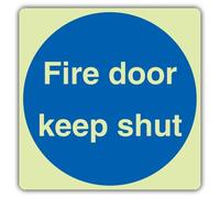 V Safety Panneau de sécurité carré Photoluminescent Fire Door Keep Shut 80 x 80 mm Plastique rigide 1,2 mm